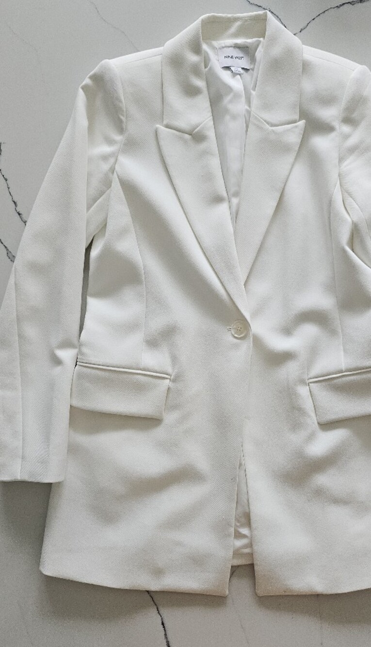 Nine West Ivory Single-Button Tailored Blazer